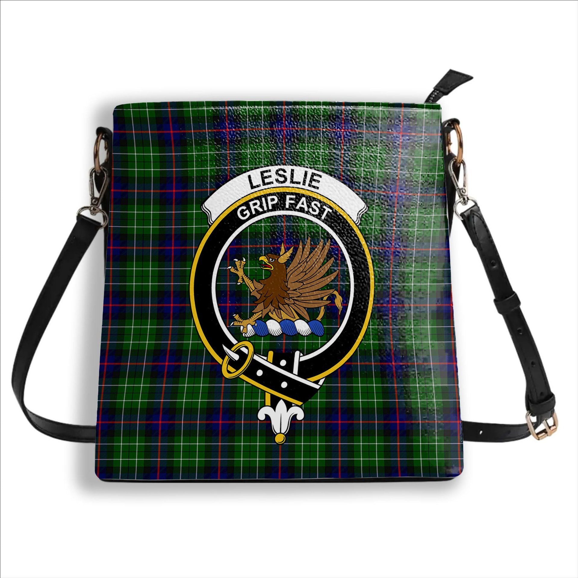 ScotsTee Shop Scottish Leslie Hunting SC Crest Tartan Bucket Bag Ladies Shoulder Bag Midi