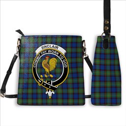 ScotsTee Shop Scottish Sinclair-Brown Modern Crest Tartan Bucket Bag Ladies Shoulder Bag Midi