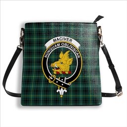 ScotsTee Shop Scottish MacIver Hunting Modern Crest Tartan Bucket Bag Ladies Shoulder Bag Midi