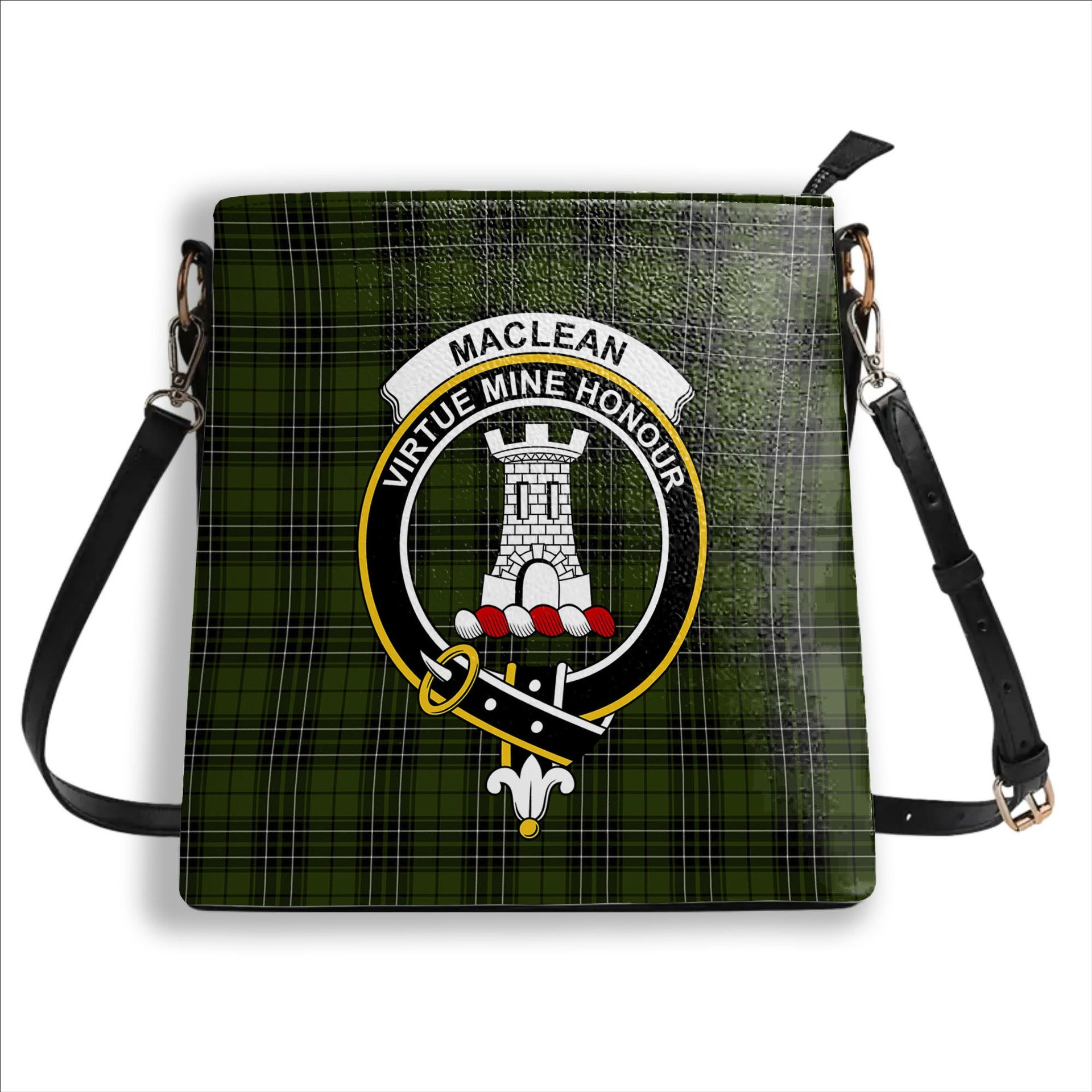 ScotsTee Shop Scottish MacLean Hunting Crest Tartan Bucket Bag Ladies Shoulder Bag Midi