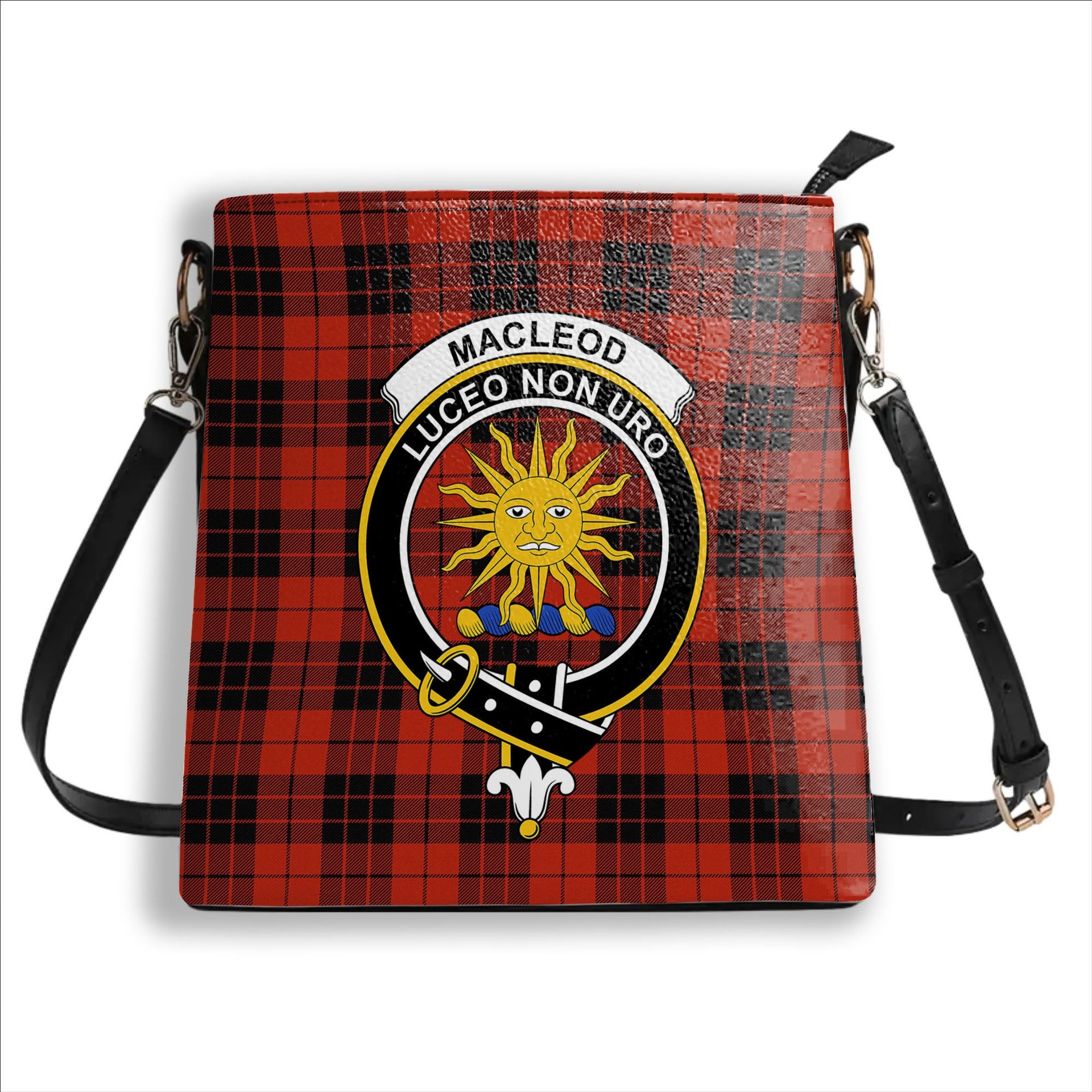ScotsTee Shop Scottish MacLeod of Raasay Ancient Crest Tartan Bucket Bag Ladies Shoulder Bag Midi