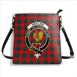 ScotsTee Shop Scottish Sinclair Modern Clan Crest Tartan Bucket Bag Ladies Shoulder Bag Midi