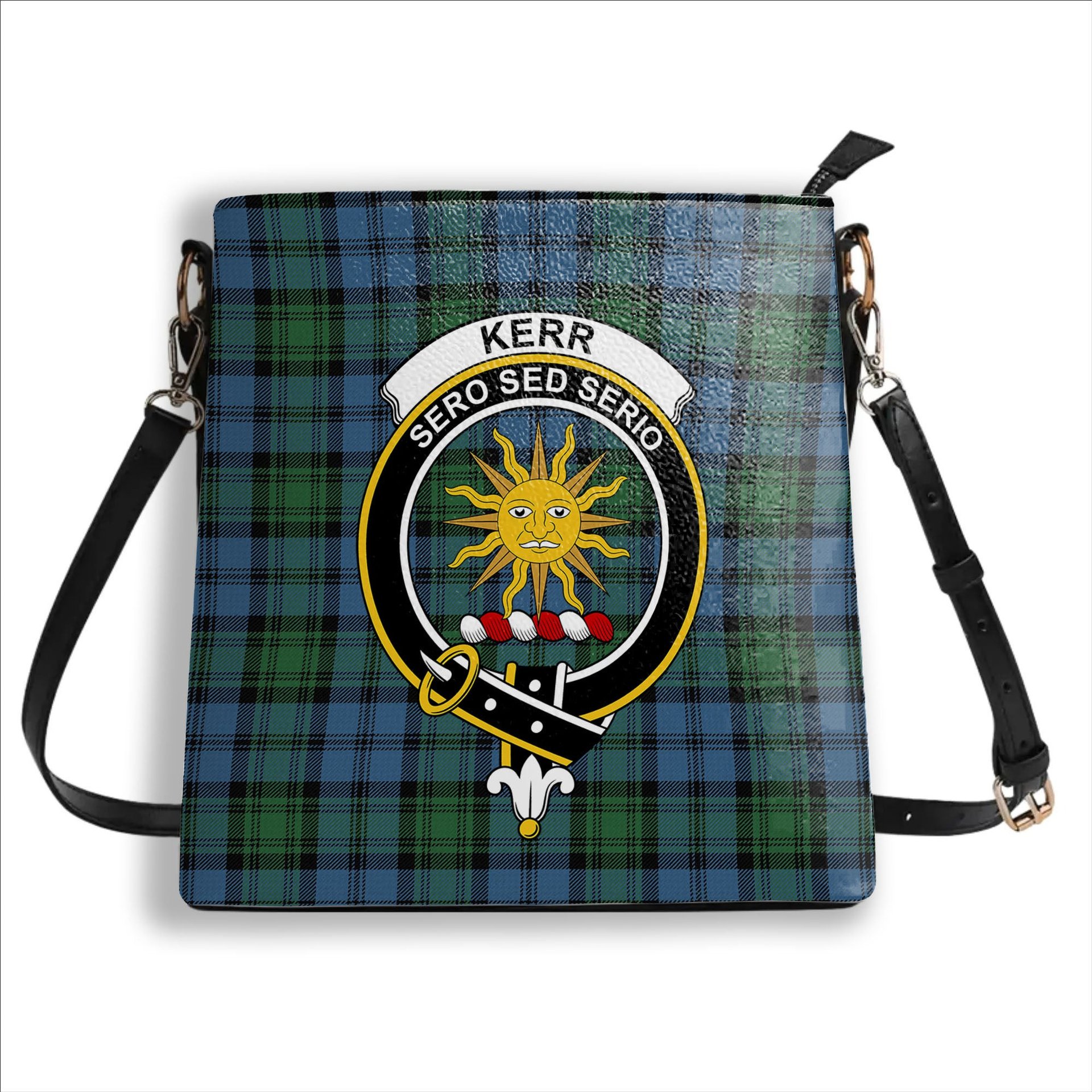 ScotsTee Shop Scottish Kerr Hunting Ancient Crest Tartan Bucket Bag Ladies Shoulder Bag Midi