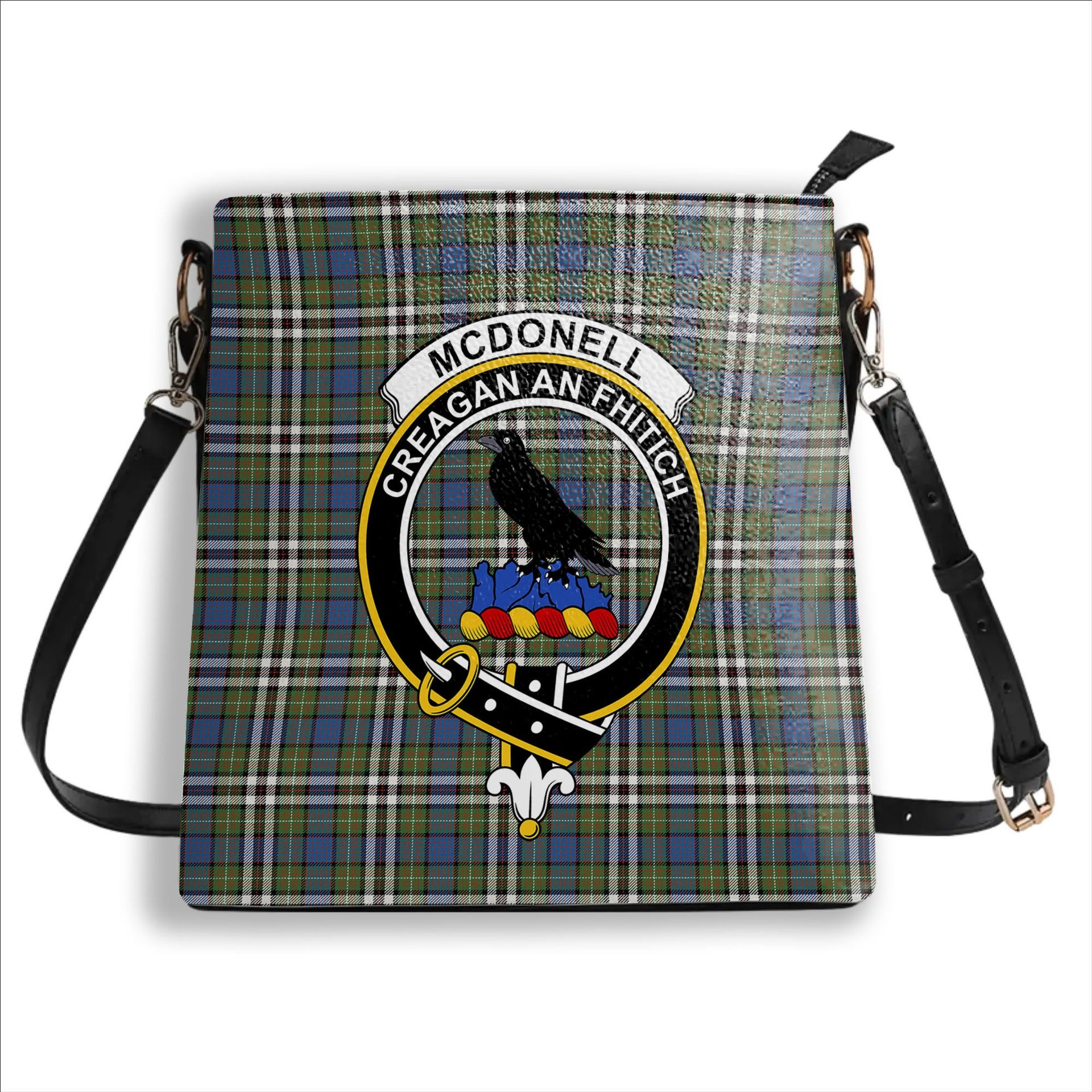 ScotsTee Shop Scottish McDonell of Glengarry Dress Ancient Crest Tartan Bucket Bag Ladies Shoulder Bag Midi