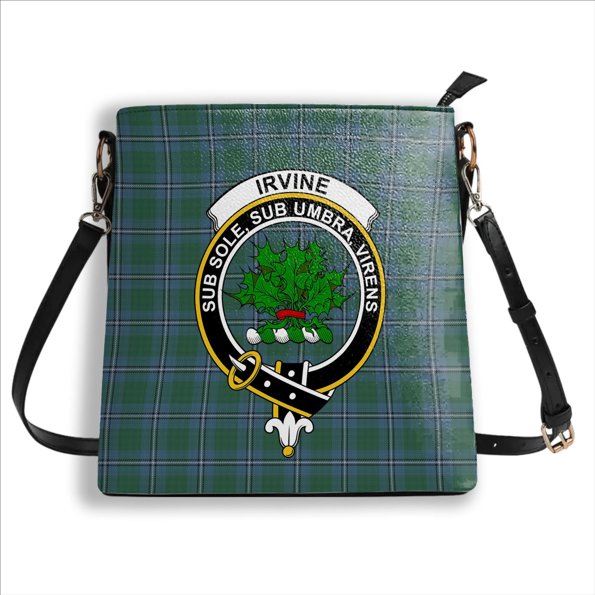 ScotsTee Shop Scottish Irvine of Drum Crest Tartan Bucket Bag Ladies Shoulder Bag Midi