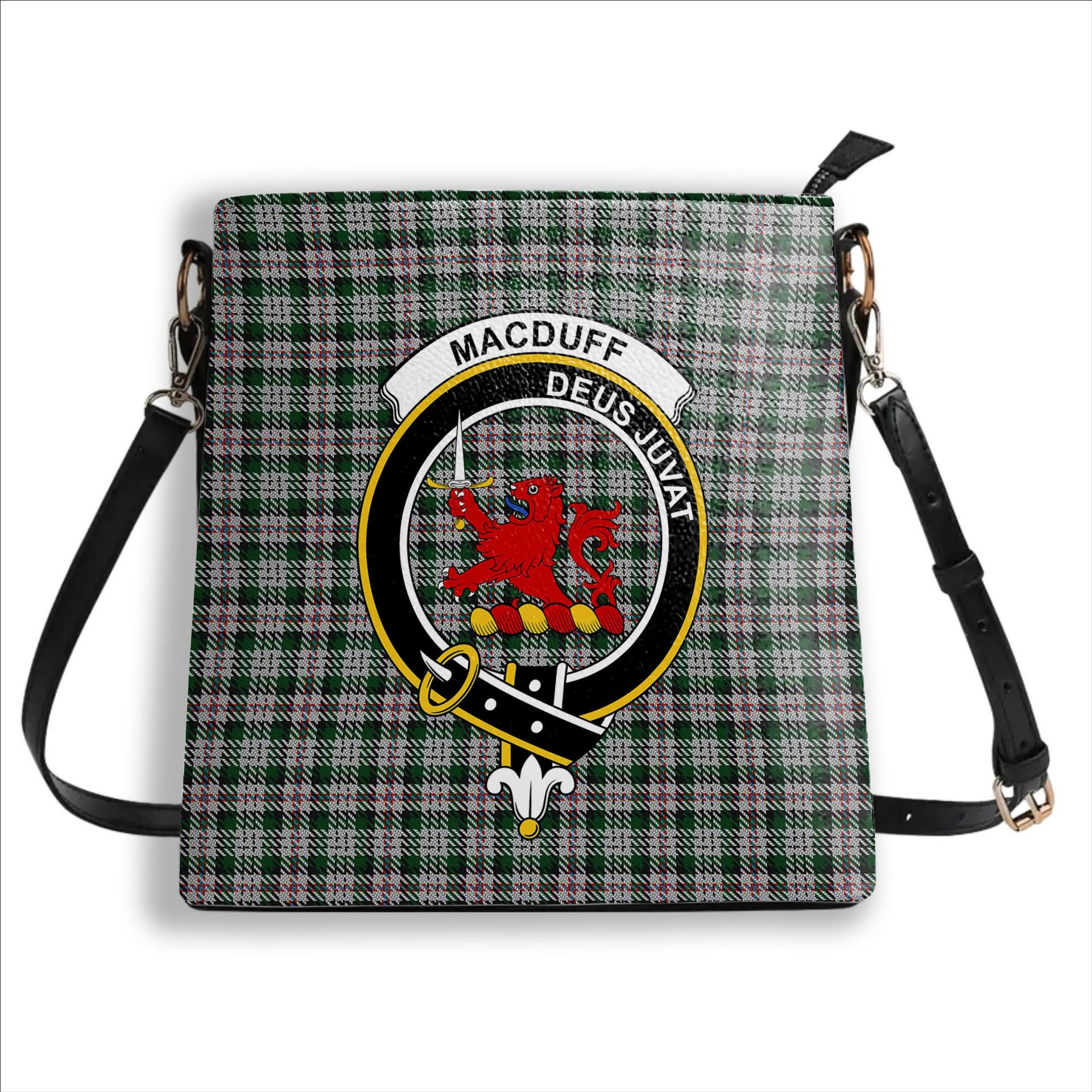 ScotsTee Shop Scottish MacDuff Dress 2 Crest Tartan Bucket Bag Ladies Shoulder Bag Midi