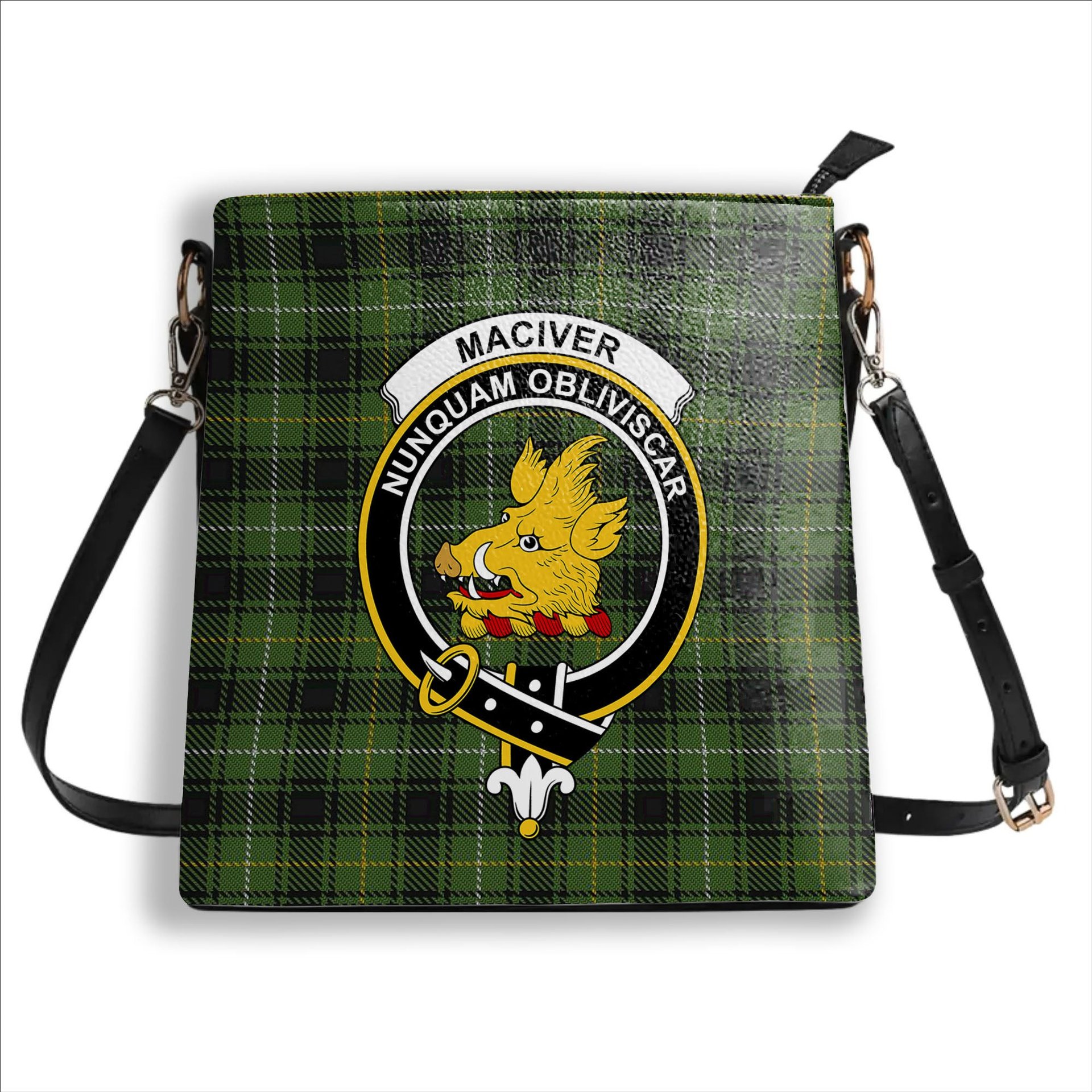 ScotsTee Shop Scottish MacIver Hunting Crest Tartan Bucket Bag Ladies Shoulder Bag Midi