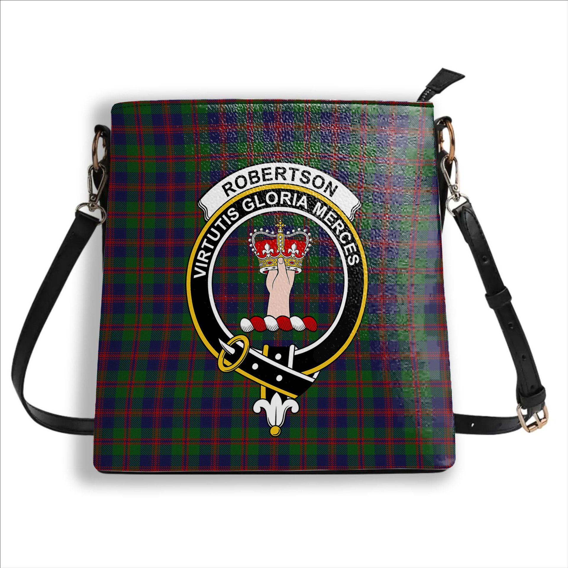 ScotsTee Shop Scottish Robertson Struan Crest Tartan Bucket Bag Ladies Shoulder Bag Midi