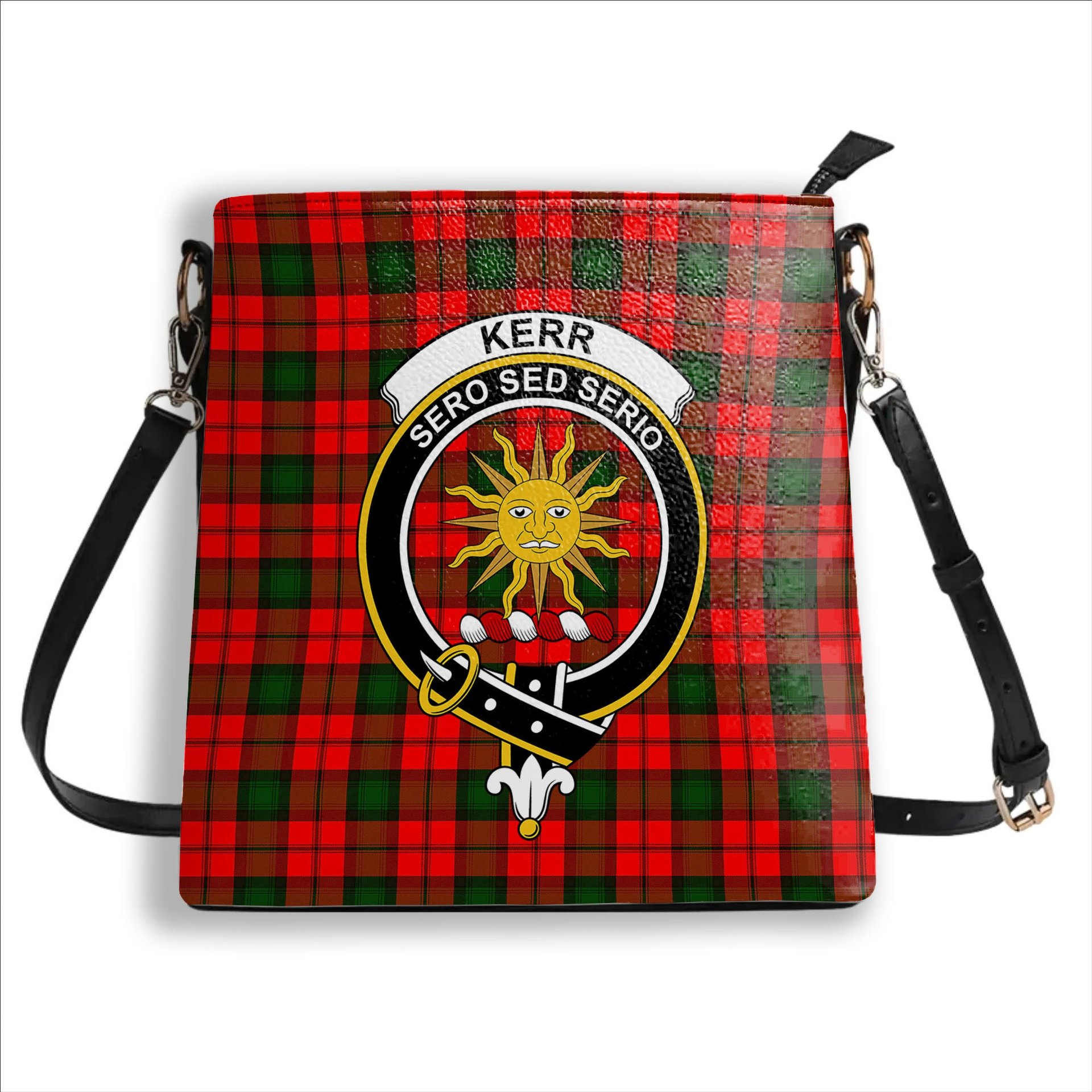 ScotsTee Shop Scottish Kerr Modern Crest Tartan Bucket Bag Ladies Shoulder Bag Midi