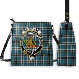 ScotsTee Shop Scottish MacThomas Blue Ancient Crest Tartan Bucket Bag Ladies Shoulder Bag Midi