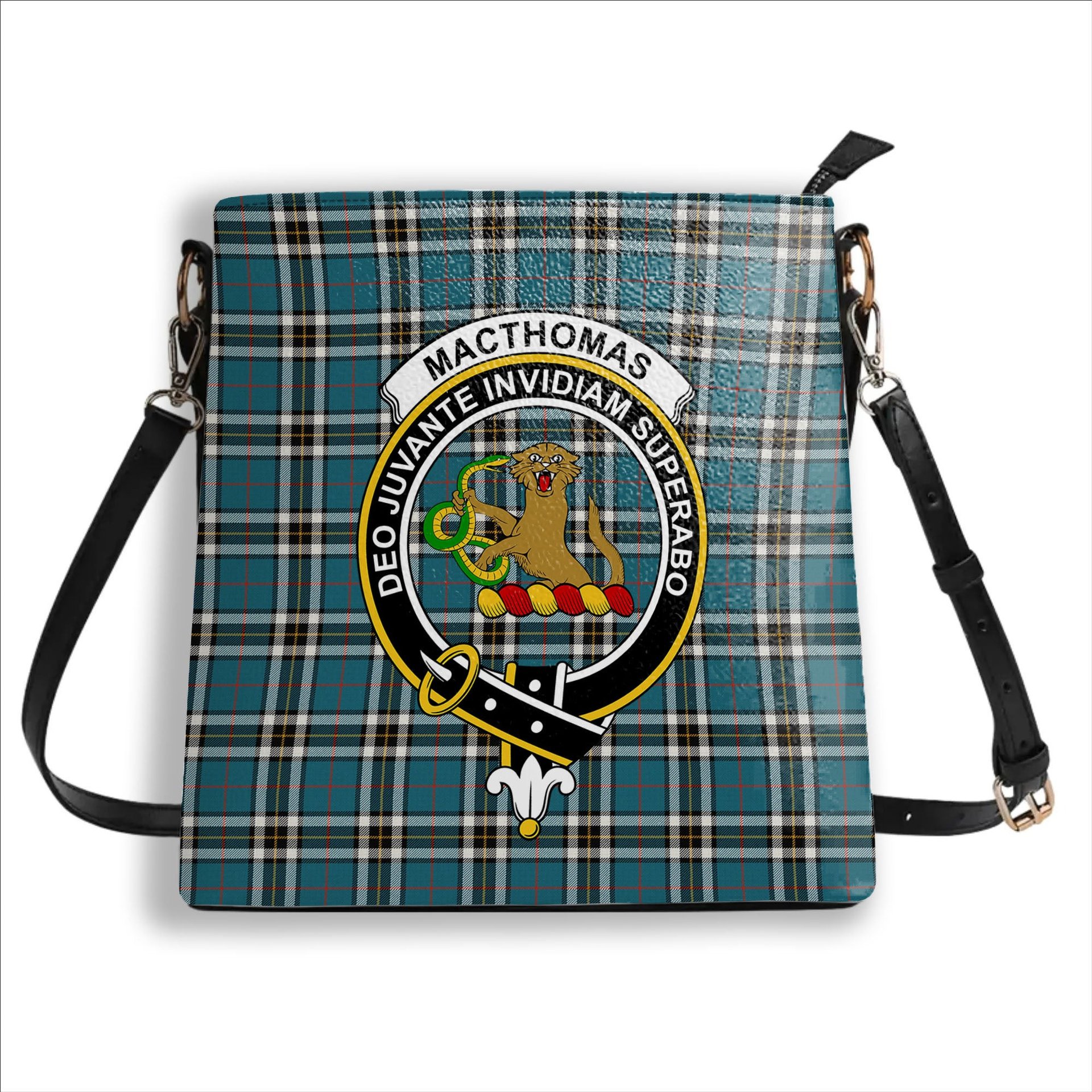 ScotsTee Shop Scottish MacThomas Blue Ancient Crest Tartan Bucket Bag Ladies Shoulder Bag Midi