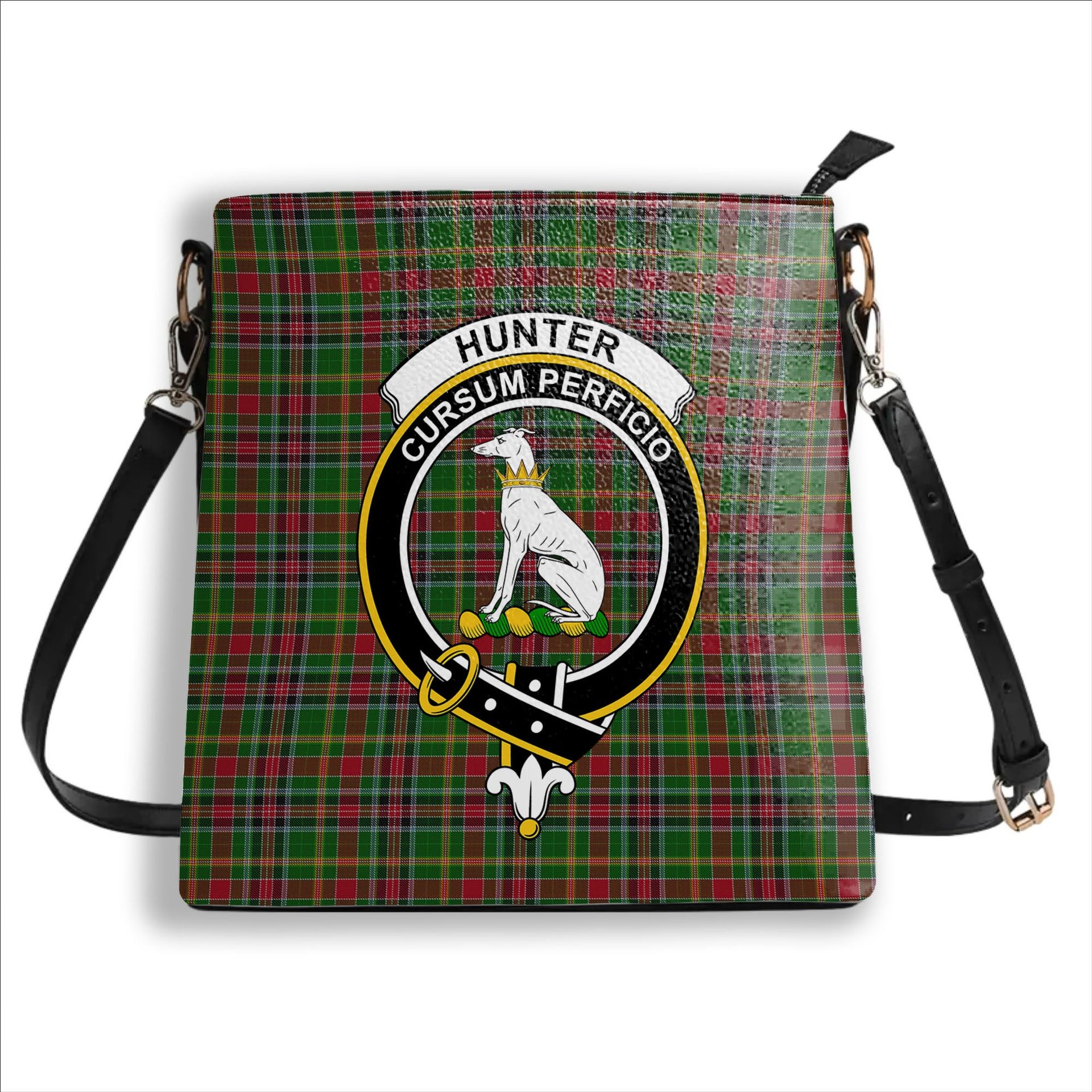 ScotsTee Shop Scottish Hunter Wilsons Crest Tartan Bucket Bag Ladies Shoulder Bag Midi