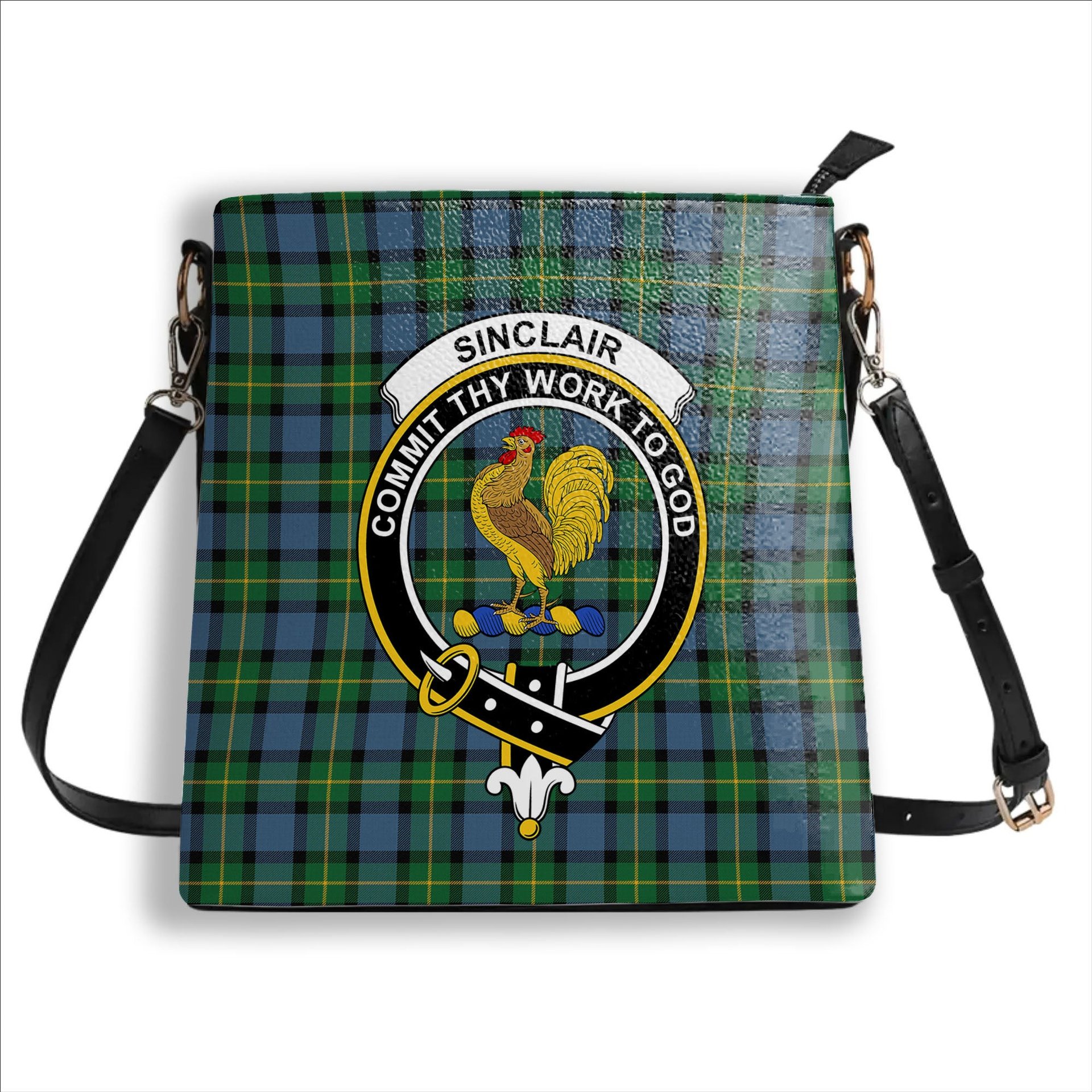 ScotsTee Shop Scottish Sinclair of Ulster Ancient Crest Tartan Bucket Bag Ladies Shoulder Bag Midi