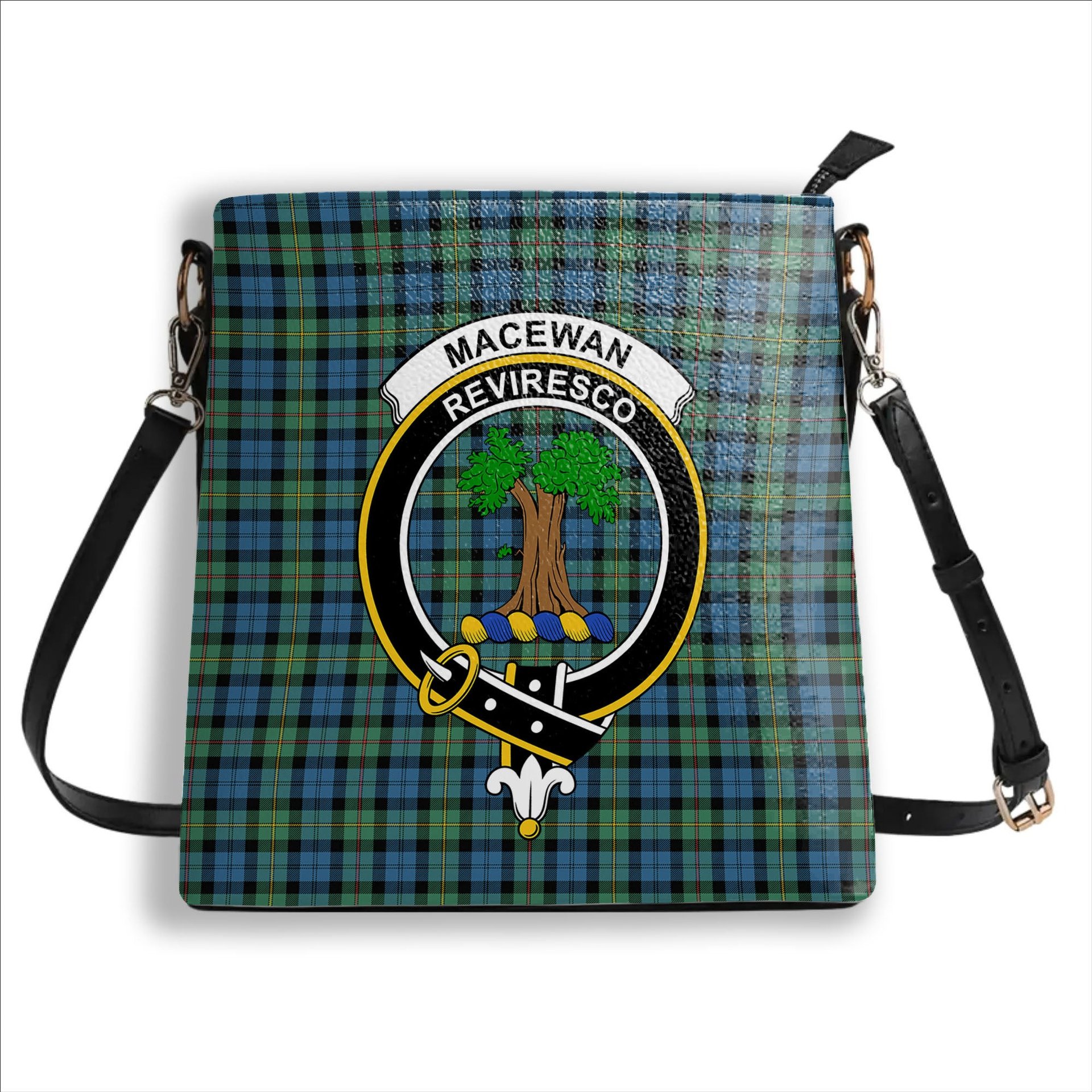 ScotsTee Shop Scottish MacEwen Ancient SC Crest Tartan Bucket Bag Ladies Shoulder Bag Midi
