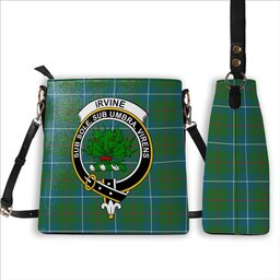 ScotsTee Shop Scottish Irvine of Bonshaw Tower Ancient Crest Tartan Bucket Bag Ladies Shoulder Bag Midi