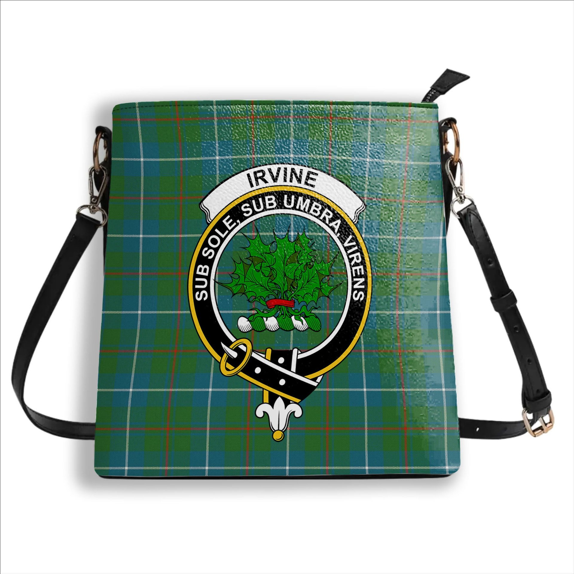 ScotsTee Shop Scottish Irvine of Bonshaw Tower Ancient Crest Tartan Bucket Bag Ladies Shoulder Bag Midi
