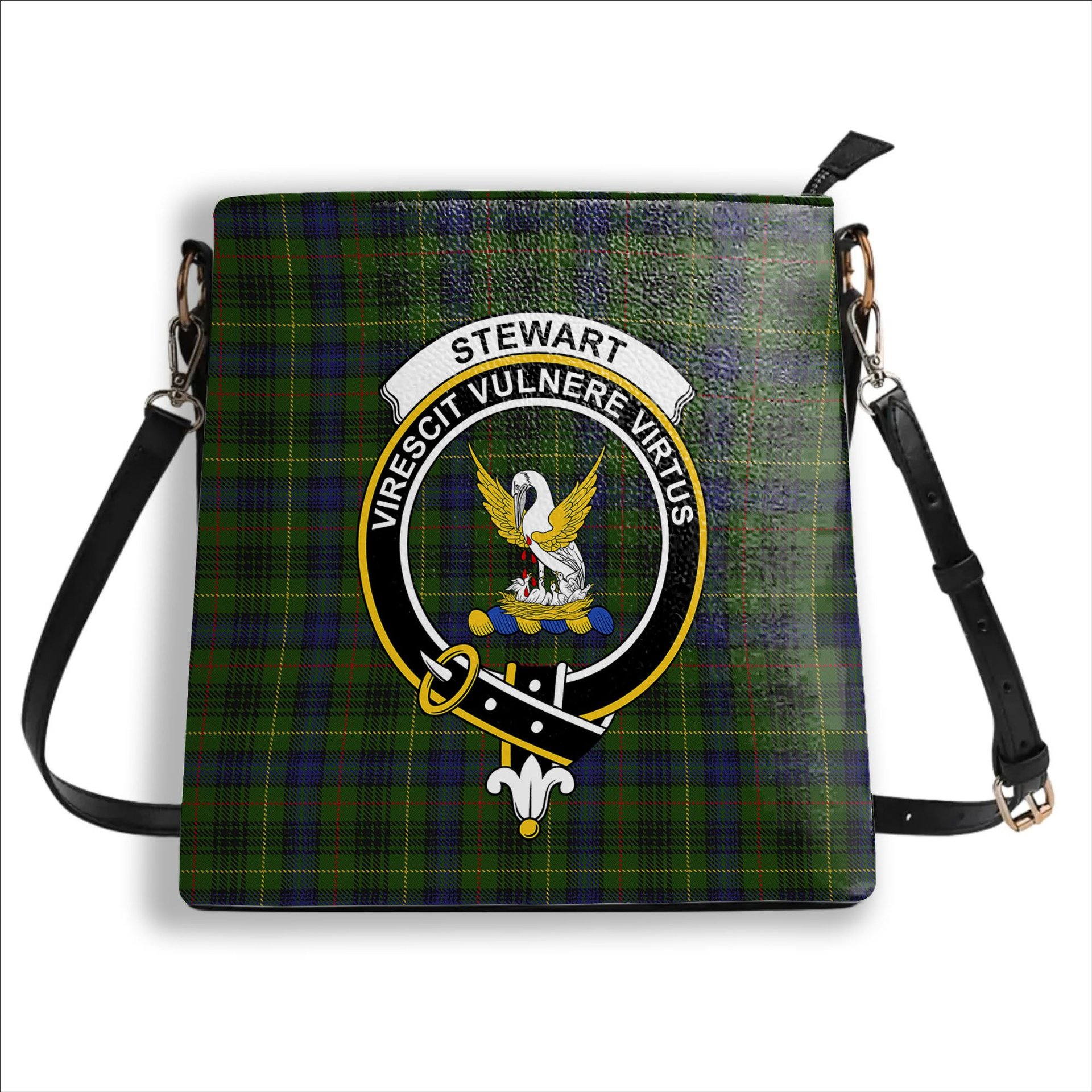 ScotsTee Shop Scottish Stewart Hunting Crest Tartan Bucket Bag Ladies Shoulder Bag Midi