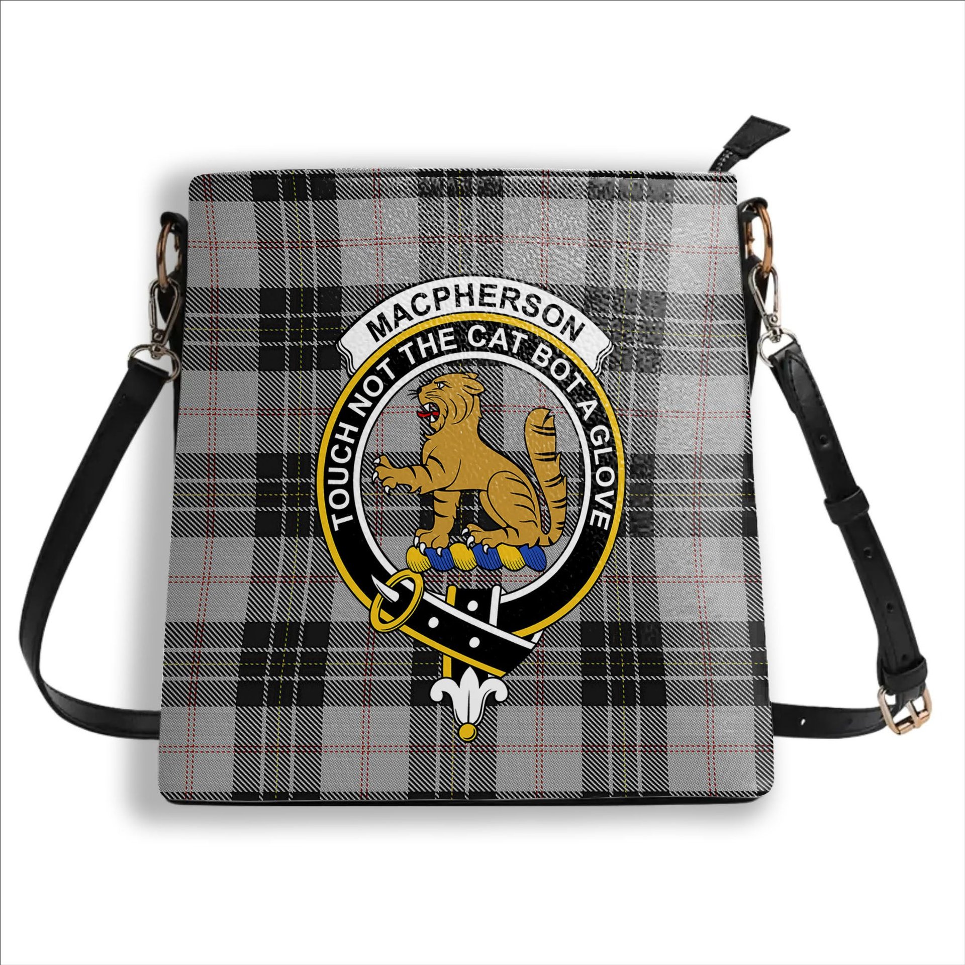 ScotsTee Shop Scottish MacPherson Dress Crest Tartan Bucket Bag Ladies Shoulder Bag Midi