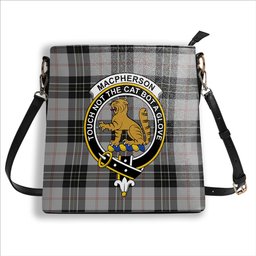 ScotsTee Shop Scottish MacPherson Dress Crest Tartan Bucket Bag Ladies Shoulder Bag Midi