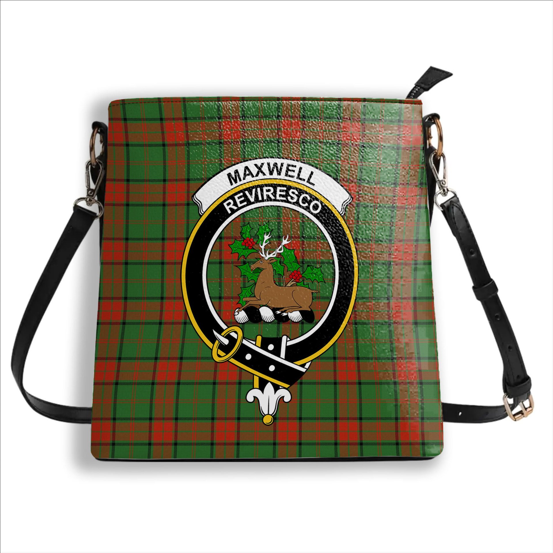 ScotsTee Shop Scottish Maxwell Hunting Ancient Crest Tartan Bucket Bag Ladies Shoulder Bag Midi