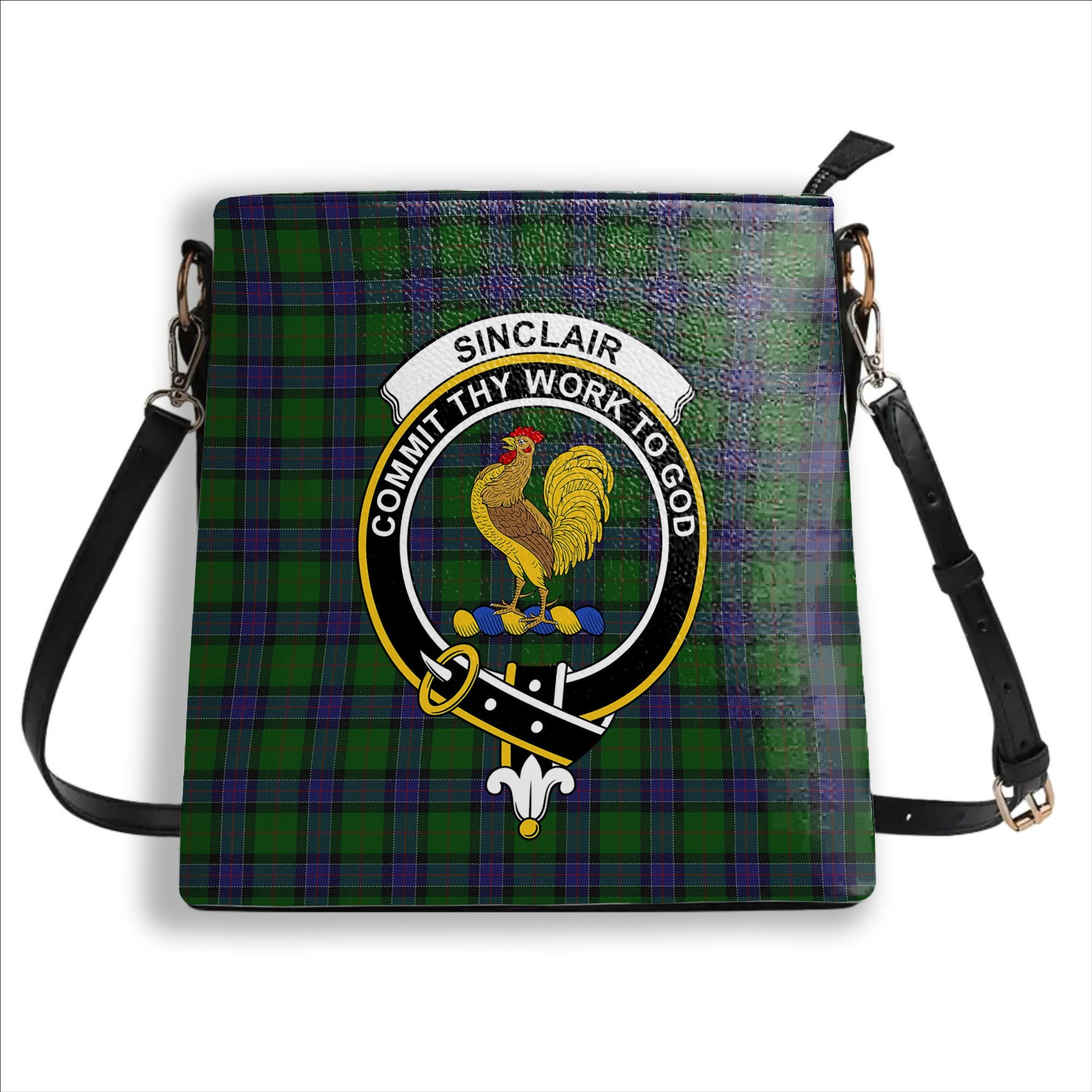 ScotsTee Shop Scottish Sinclair Hunting VS Crest Tartan Bucket Bag Ladies Shoulder Bag Midi