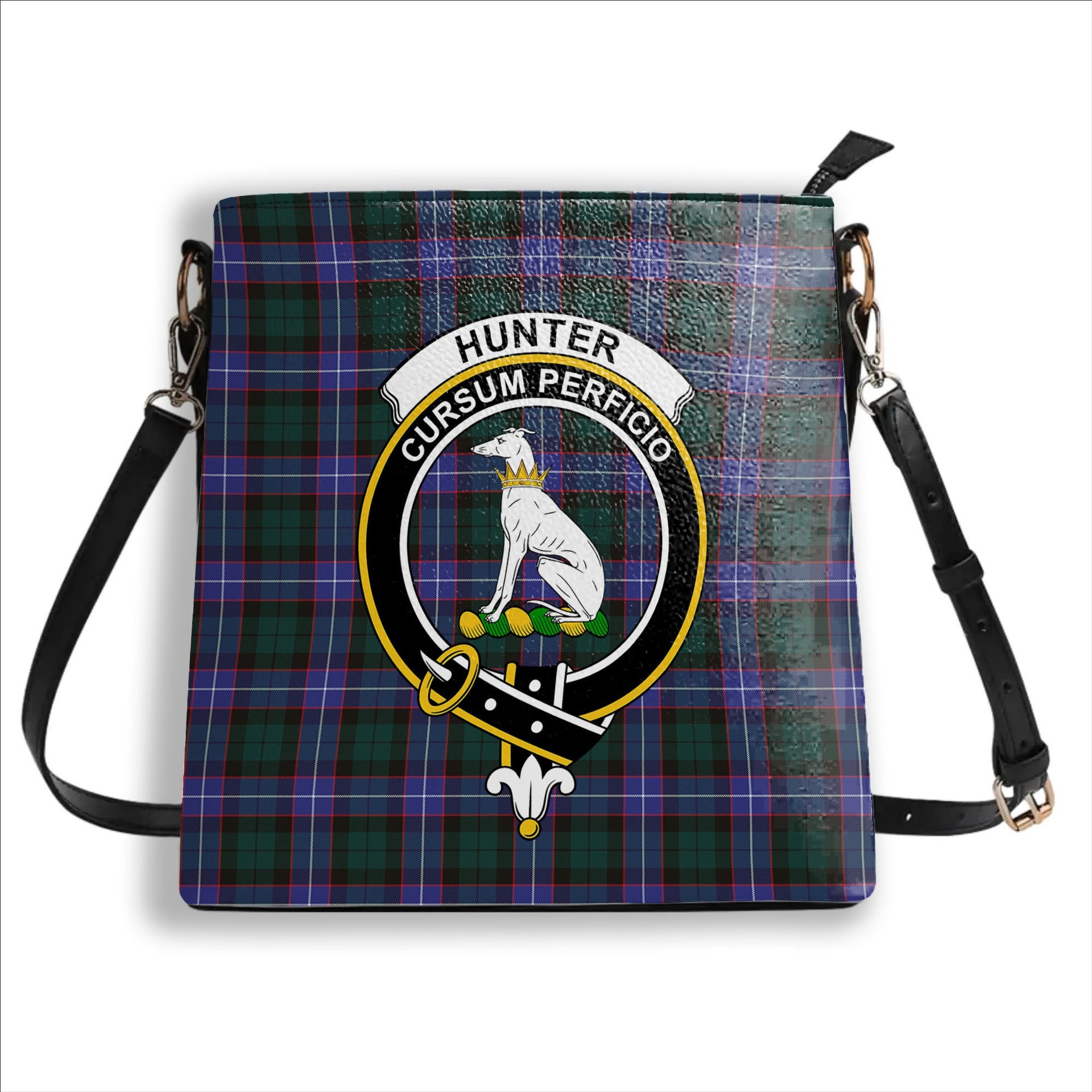ScotsTee Shop Scottish Hunter Modern Crest Tartan Bucket Bag Ladies Shoulder Bag Midi