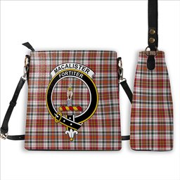 ScotsTee Shop Scottish MacAlister Dress Modern Crest Tartan Bucket Bag Ladies Shoulder Bag Midi