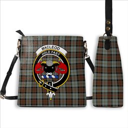 ScotsTee Shop Scottish MacLeod Of Harris Weathered Crest Tartan Bucket Bag Ladies Shoulder Bag Midi