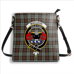 ScotsTee Shop Scottish MacLeod Of Harris Weathered Crest Tartan Bucket Bag Ladies Shoulder Bag Midi