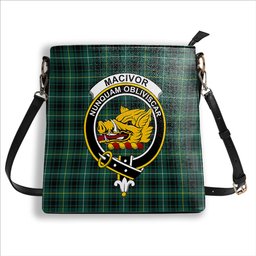 ScotsTee Shop Scottish MacIvor Hunting Modern Crest Tartan Bucket Bag Ladies Shoulder Bag Midi