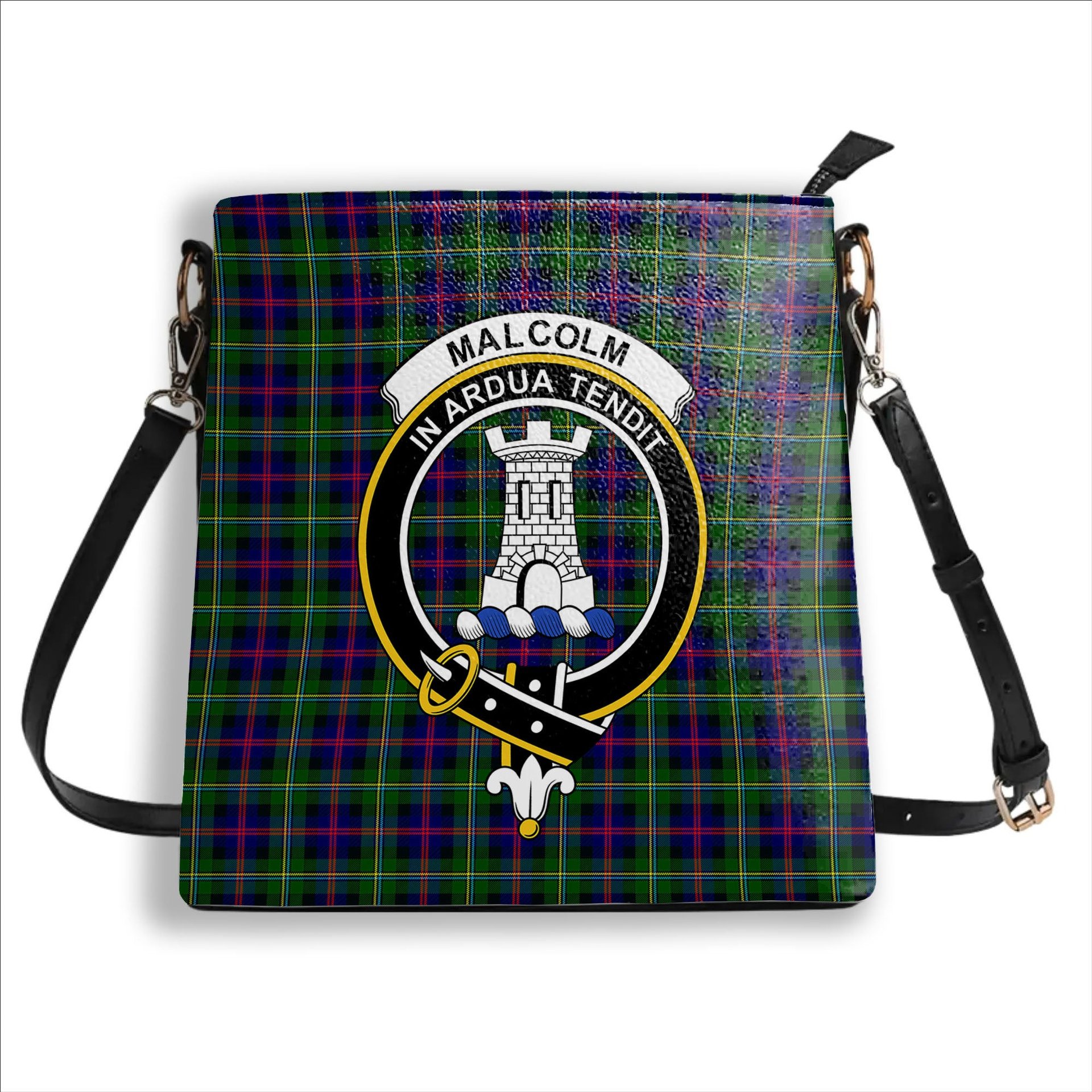 ScotsTee Shop Scottish Malcolm Modern Crest Tartan Bucket Bag Ladies Shoulder Bag Midi