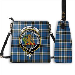 ScotsTee Shop Scottish MacThomas Blue Modern Crest Tartan Bucket Bag Ladies Shoulder Bag Midi