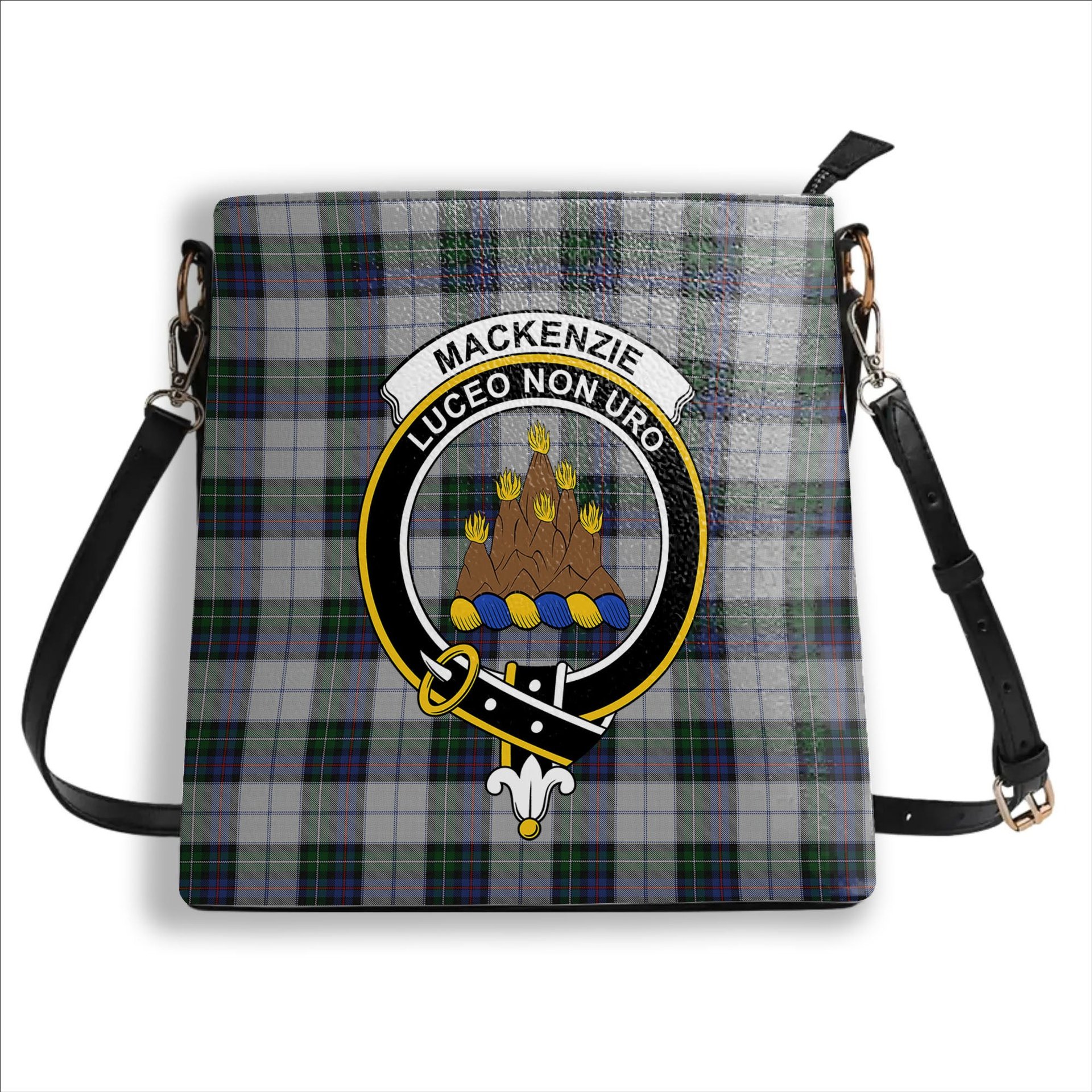ScotsTee Shop Scottish MacKenzie Dress 3 Crest Tartan Bucket Bag Ladies Shoulder Bag Midi