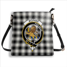 ScotsTee Shop Scottish McPhee B&W Ancient Crest Tartan Bucket Bag Ladies Shoulder Bag Midi