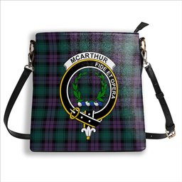 ScotsTee Shop Scottish McArthur of Milton Modern Crest Tartan Bucket Bag Ladies Shoulder Bag Midi