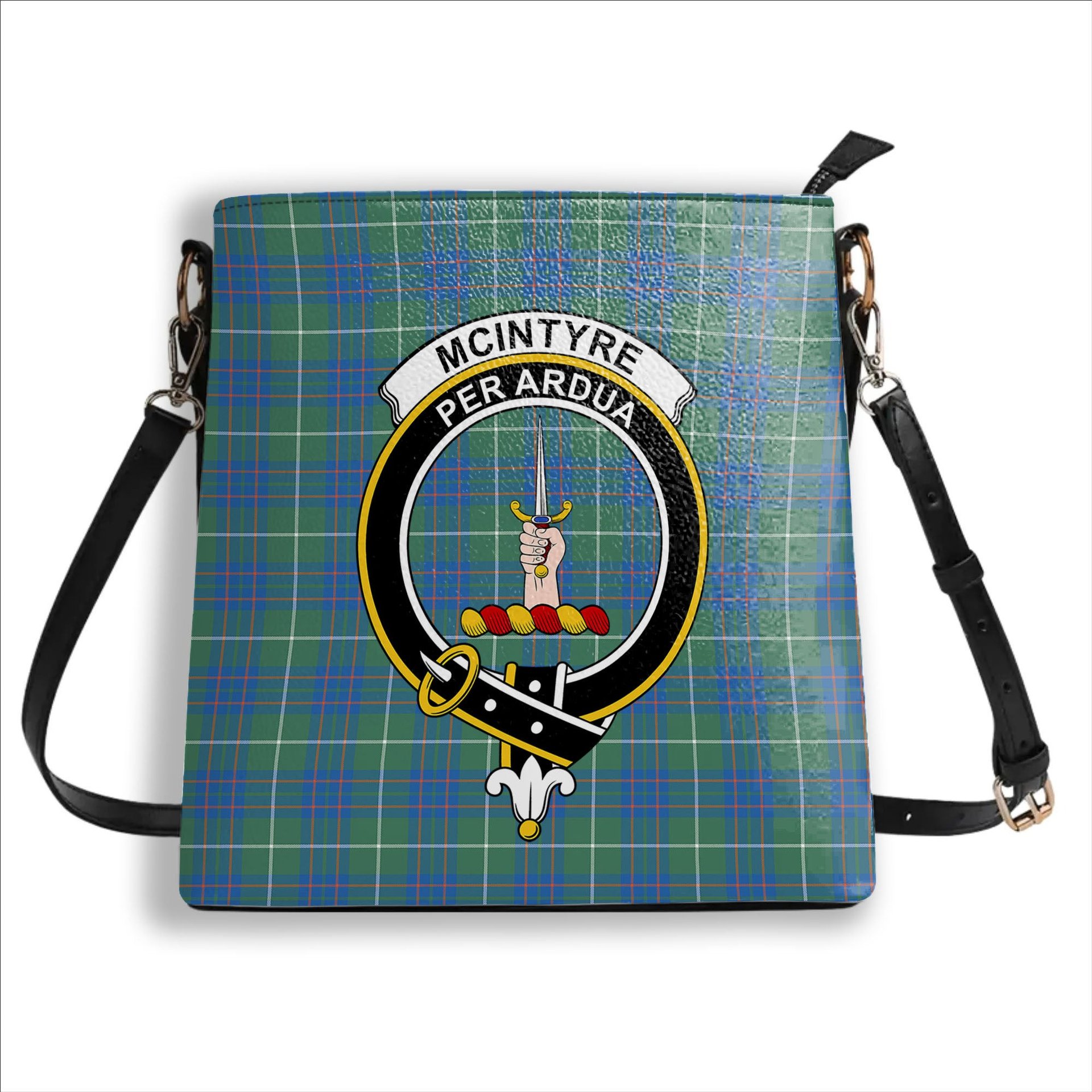 ScotsTee Shop Scottish McIntyre Hunting Ancient Crest Tartan Bucket Bag Ladies Shoulder Bag Midi