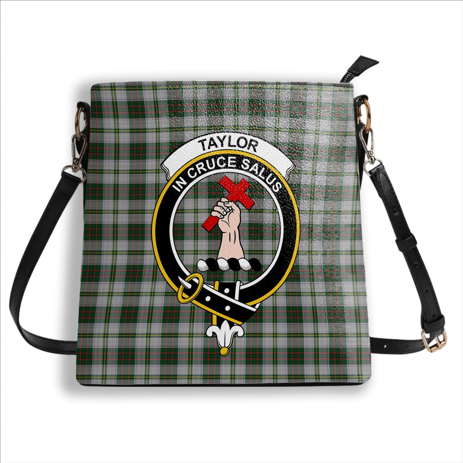 ScotsTee Shop Scottish Taylor Dress 2 Crest Tartan Bucket Bag Ladies Shoulder Bag Midi