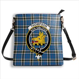 ScotsTee Shop Scottish Thompson Society Dress Blue Modern Crest Tartan Bucket Bag Ladies Shoulder Bag Midi