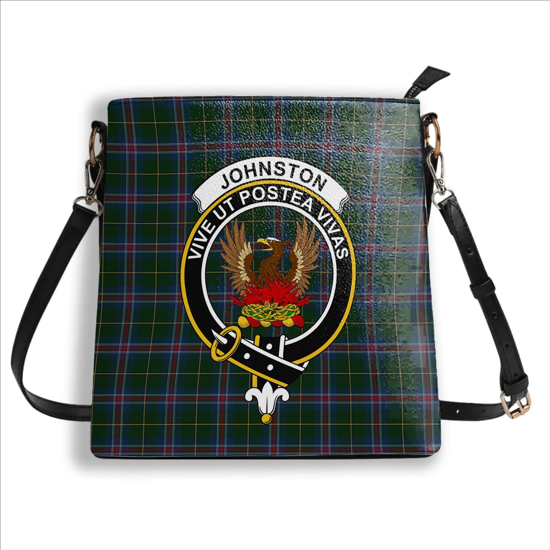 ScotsTee Shop Scottish Johnston Diana Dress Crest Tartan Bucket Bag Ladies Shoulder Bag Midi