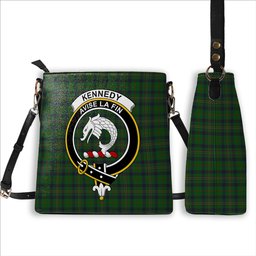 ScotsTee Shop Scottish Kennedy 3 Crest Tartan Bucket Bag Ladies Shoulder Bag Midi
