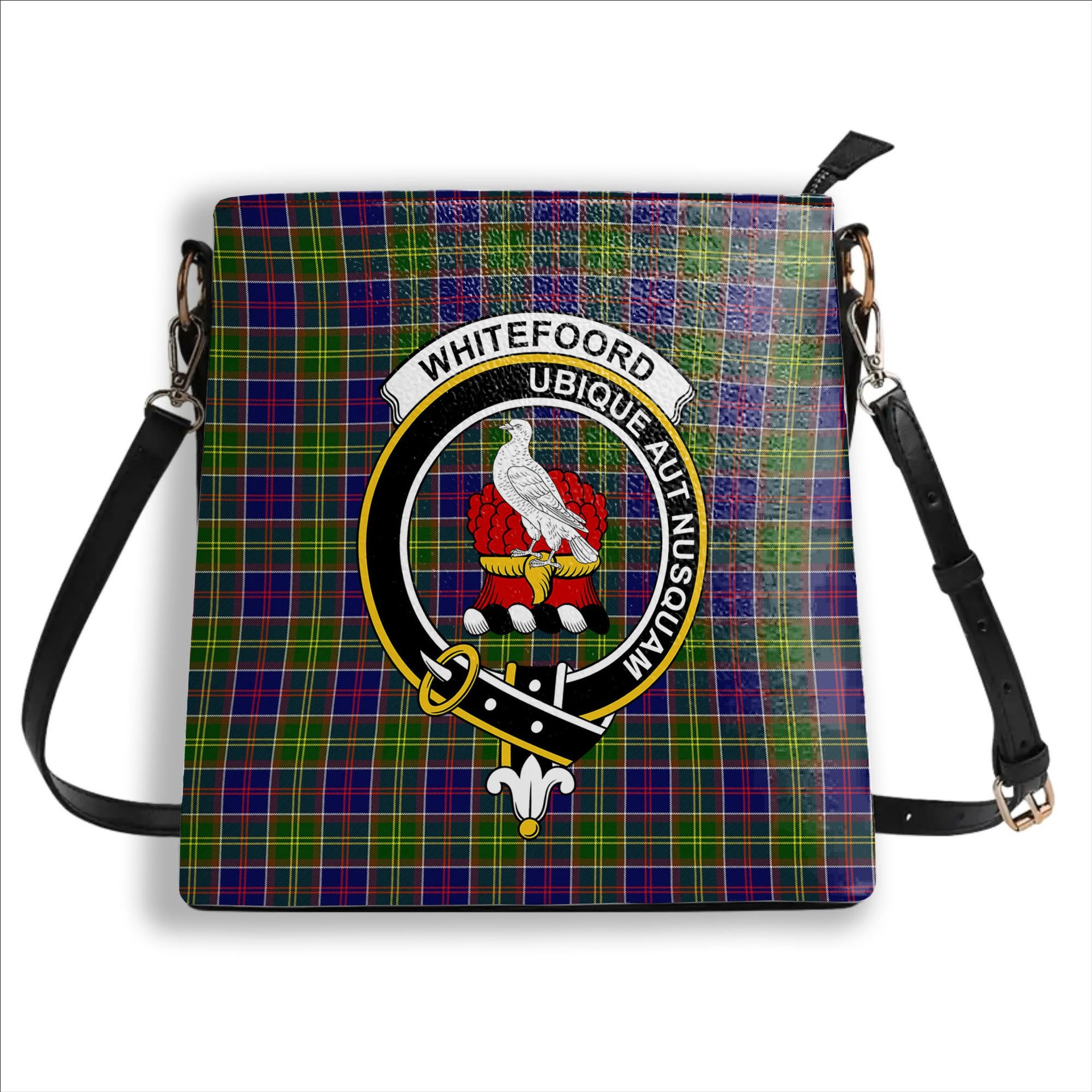 ScotsTee Shop Scottish Whitefoord Crest Tartan Bucket Bag Ladies Shoulder Bag Midi