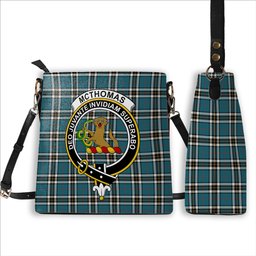 ScotsTee Shop Scottish McThomas Blue Ancient Crest Tartan Bucket Bag Ladies Shoulder Bag Midi