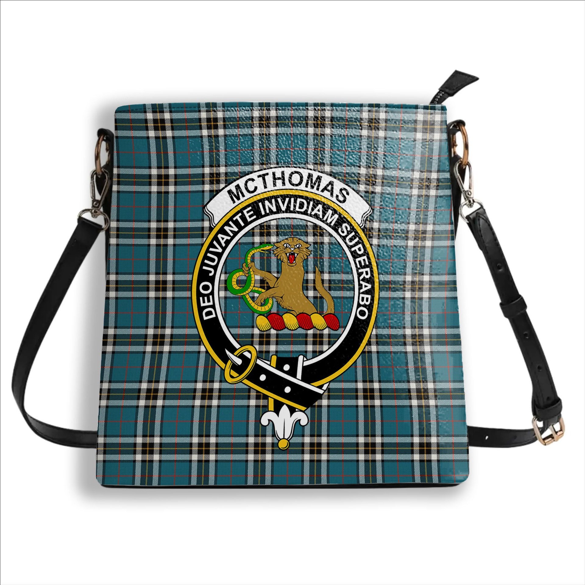 ScotsTee Shop Scottish McThomas Blue Ancient Crest Tartan Bucket Bag Ladies Shoulder Bag Midi
