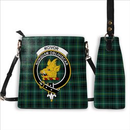 ScotsTee Shop Scottish McIvor Hunting Modern Crest Tartan Bucket Bag Ladies Shoulder Bag Midi