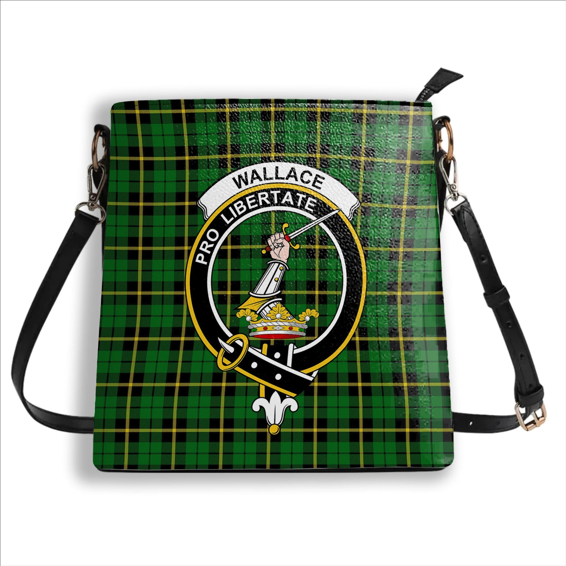 ScotsTee Shop Scottish Wallace Hunting - Green Crest Tartan Bucket Bag Ladies Shoulder Bag Midi