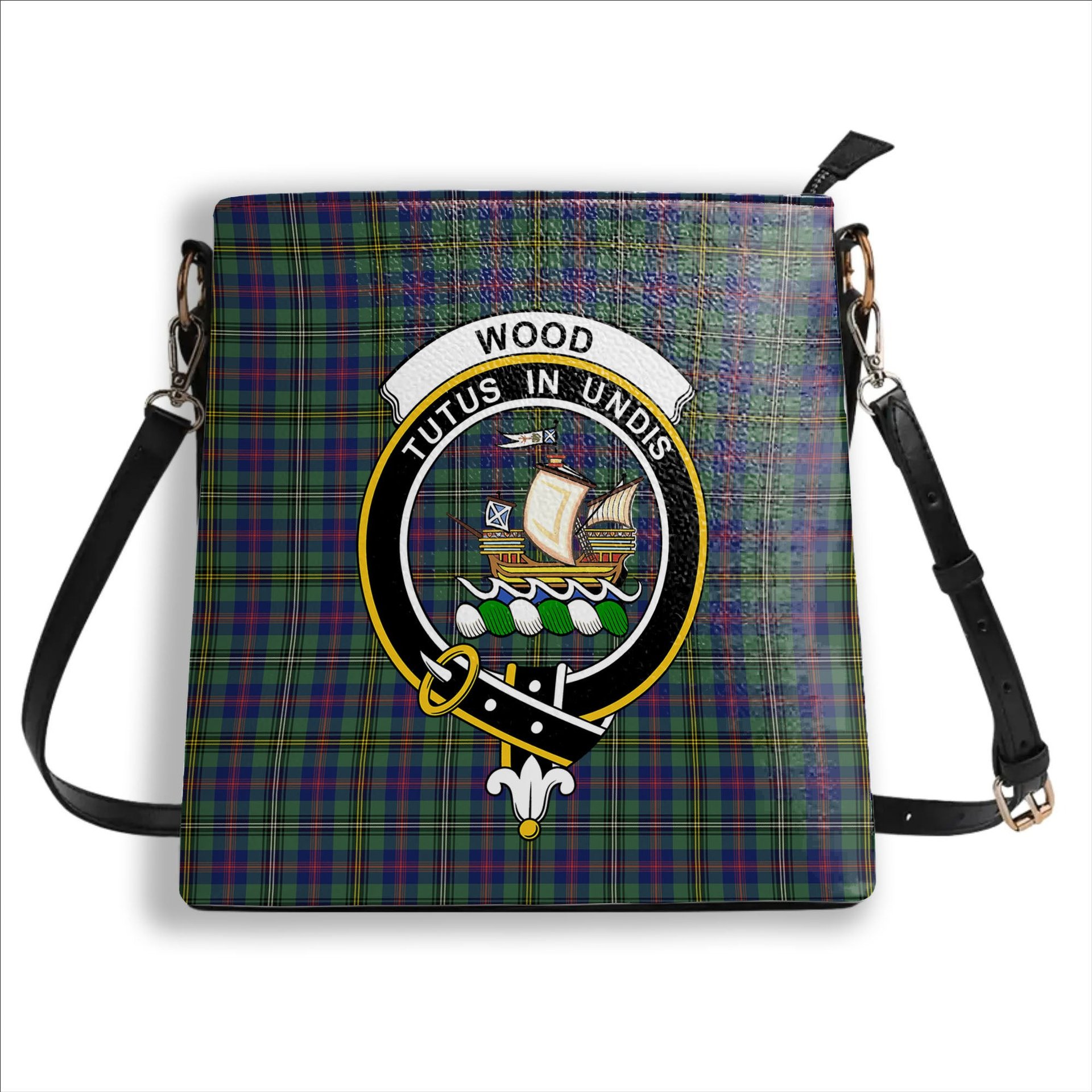 ScotsTee Shop Scottish Wood SC Crest Tartan Bucket Bag Ladies Shoulder Bag Midi