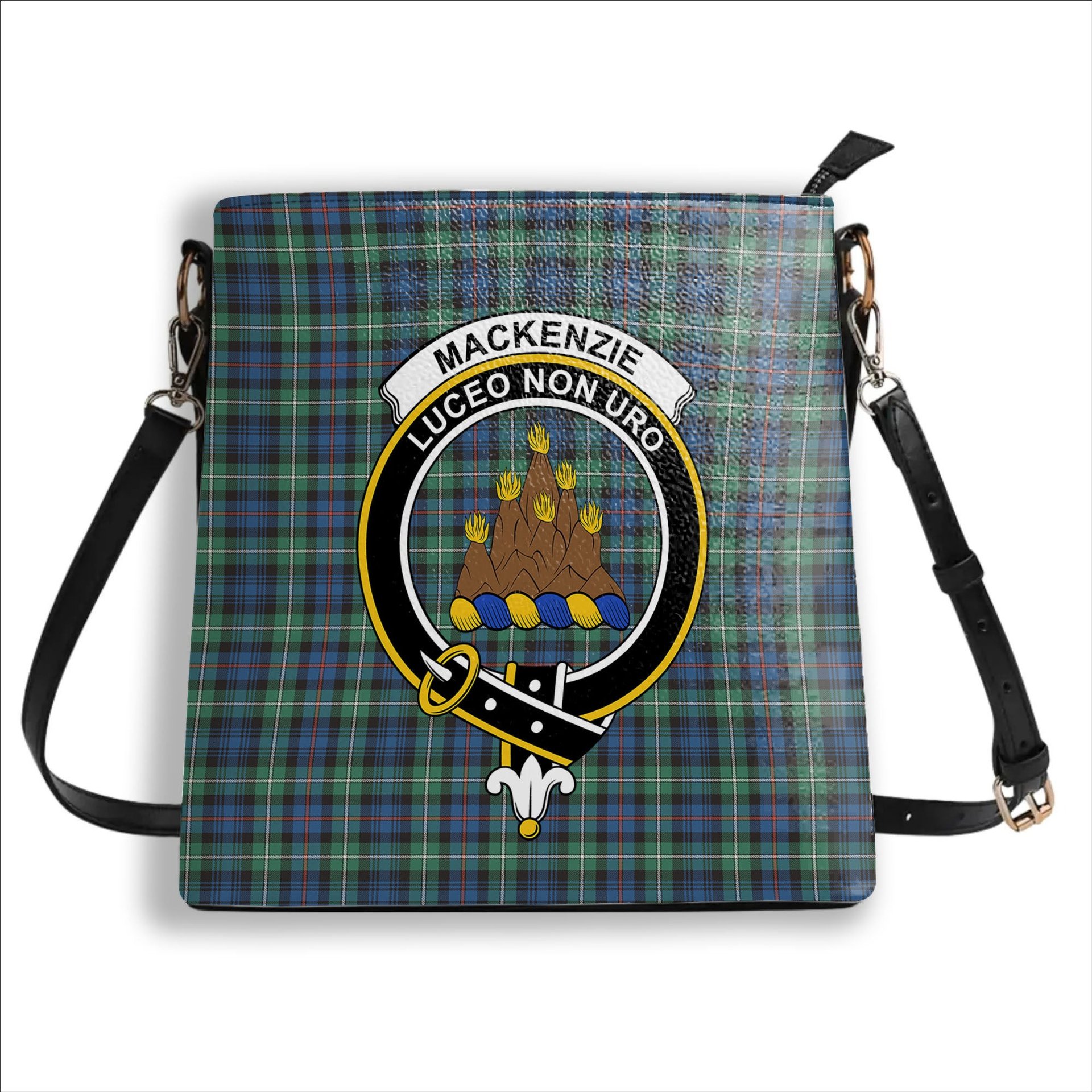 ScotsTee Shop Scottish MacKenzie Ancient Crest Tartan Bucket Bag Ladies Shoulder Bag Midi