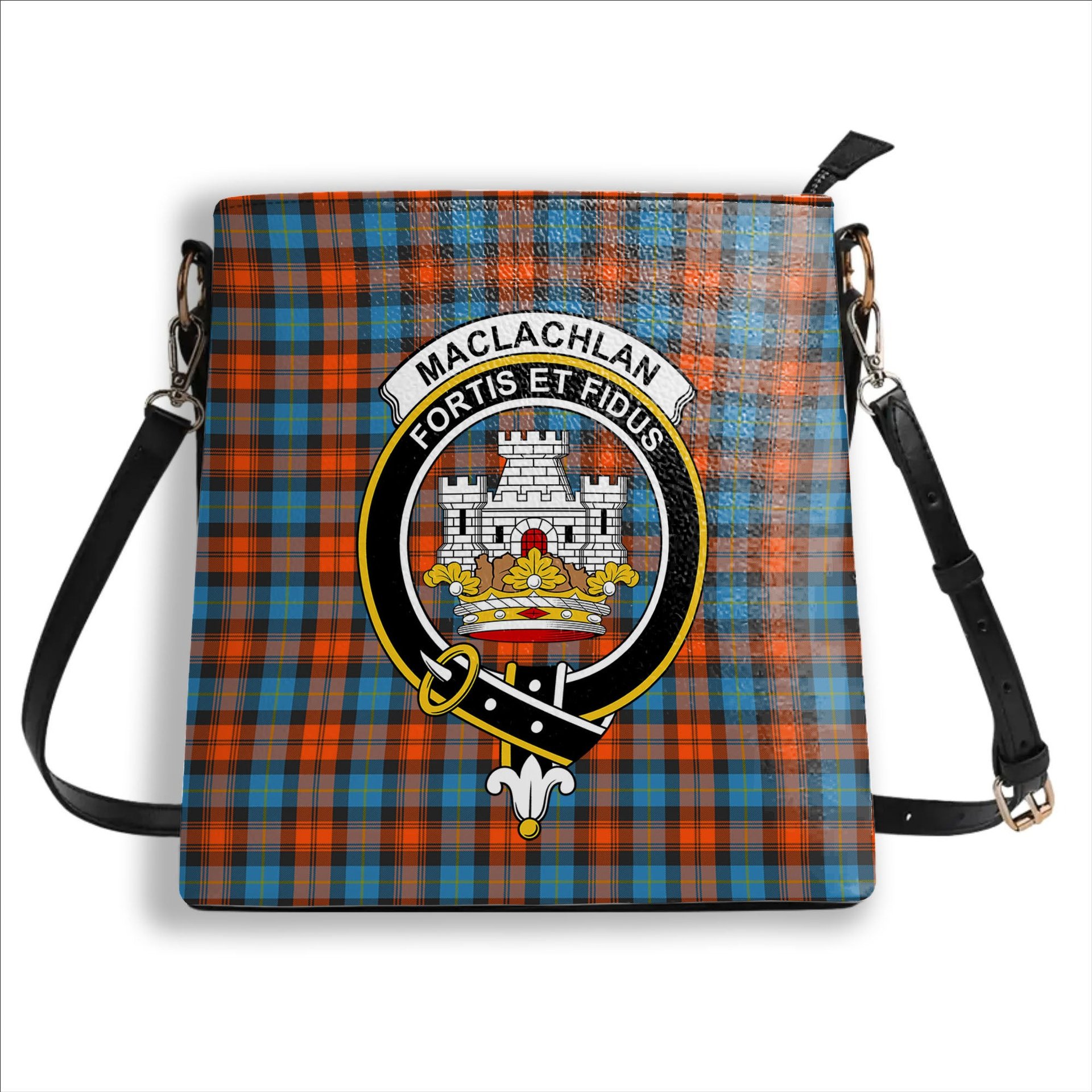 ScotsTee Shop Scottish MacLachlan Ancient Crest Tartan Bucket Bag Ladies Shoulder Bag Midi
