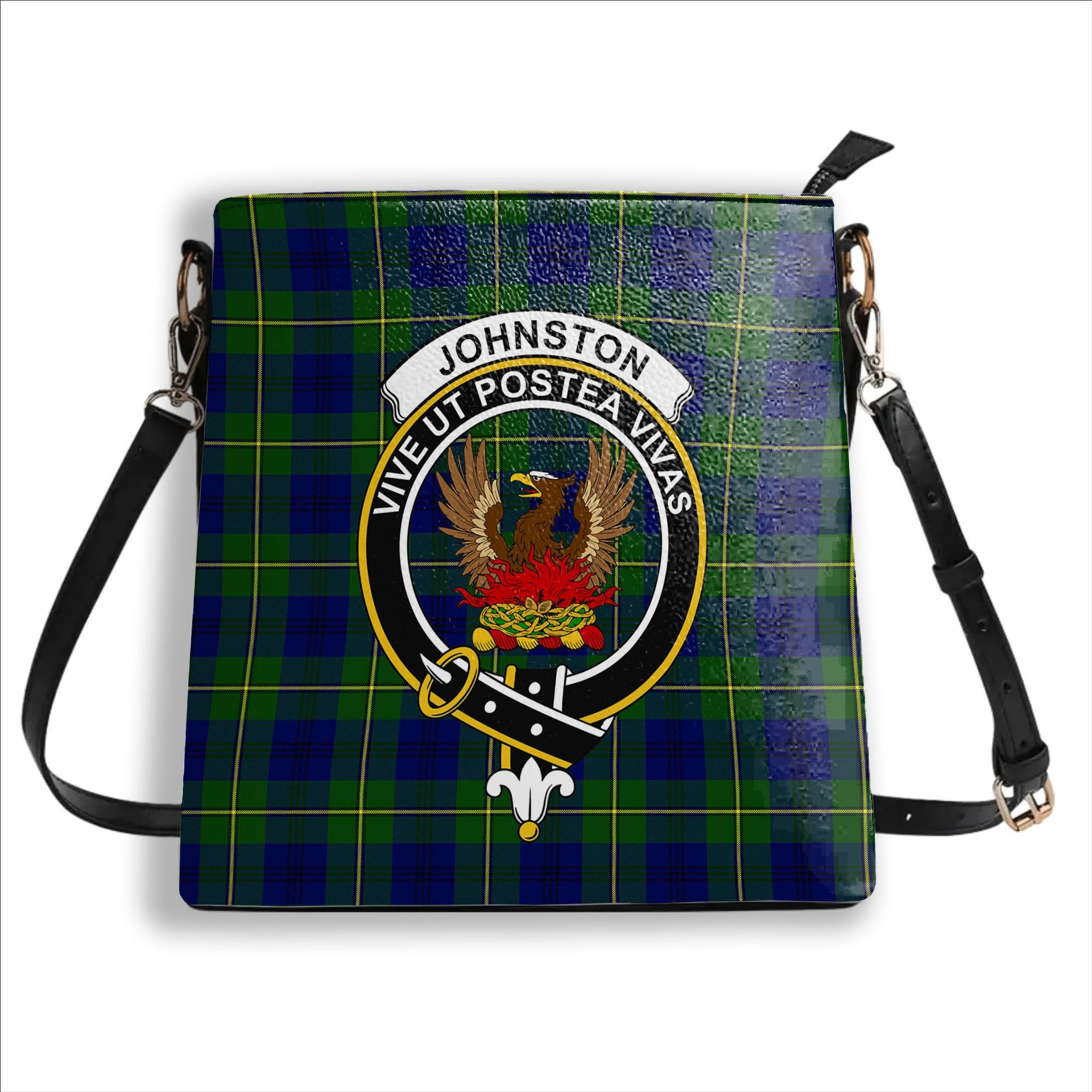ScotsTee Shop Scottish Johnston Modern Crest Tartan Bucket Bag Ladies Shoulder Bag Midi