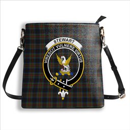 ScotsTee Shop Scottish Stewart Black 2 Crest Tartan Bucket Bag Ladies Shoulder Bag Midi